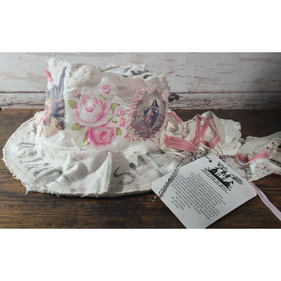 OOAK Upcycled Indie Boho Top Hat Sassy Cherub Graffiti Flower Cat Adjusts L-S main image 5